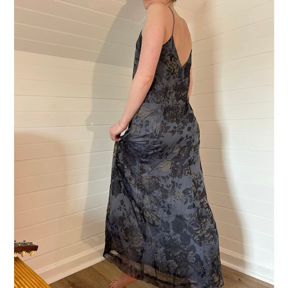 Vintage banana republic 100% silk navy floral maxi dress - Picture 3 of 5